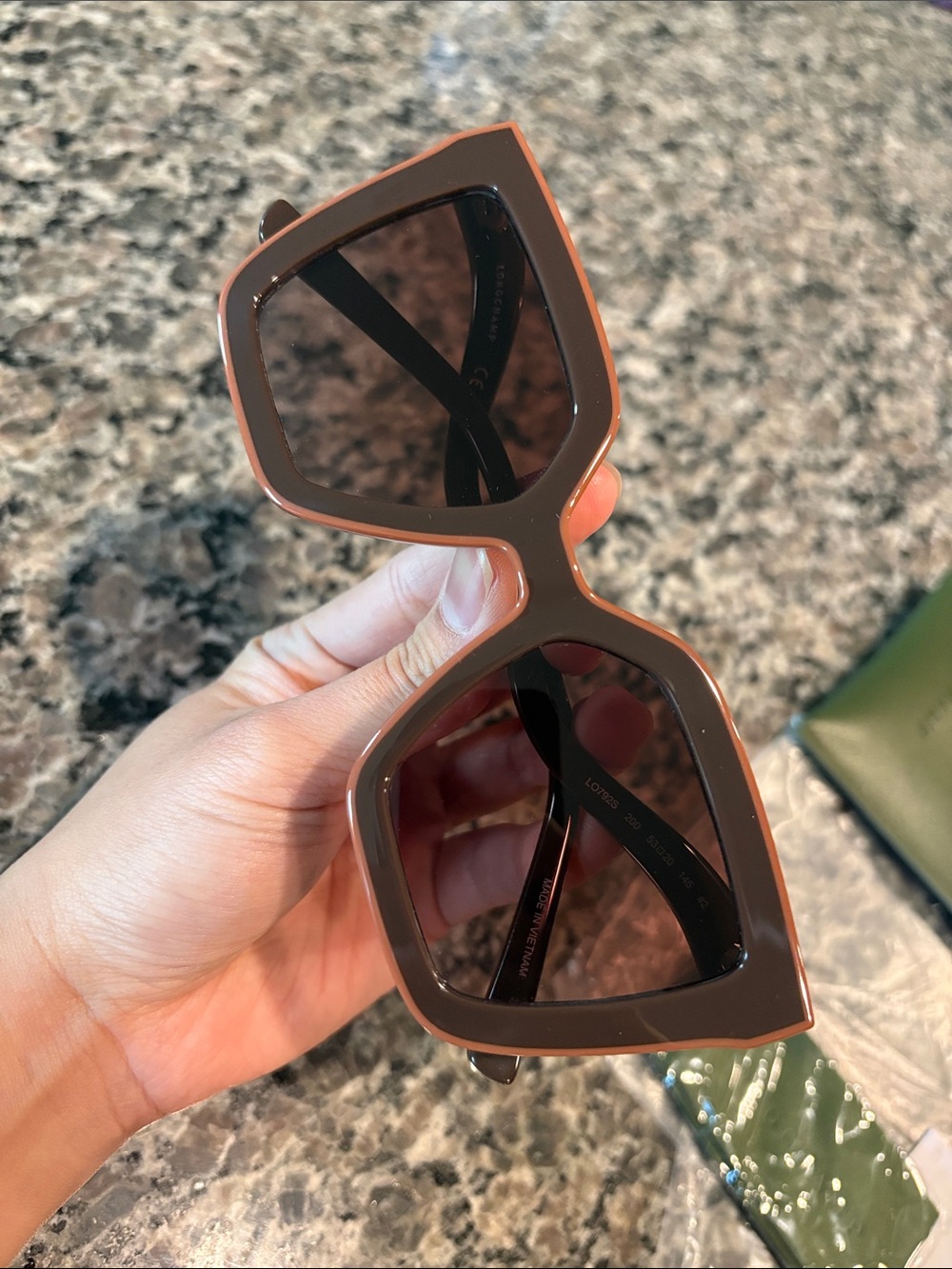NWT Longchamp Oversized Square Sunglasses in Brown with Case